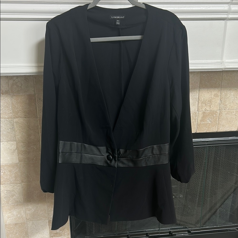 Plus Size Lane Bryant Black Blazer with Satin Trim